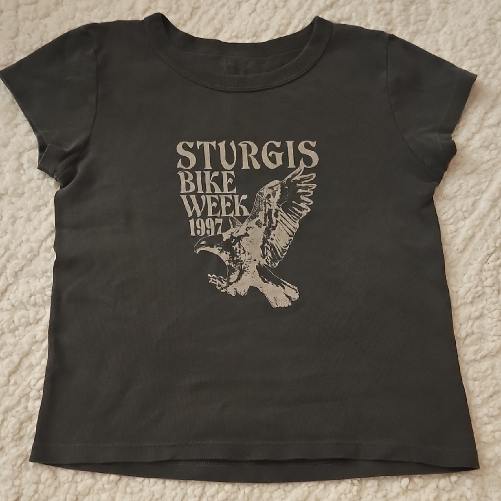 Brandy Melville Black Graphic Baby Doll T-Shirt